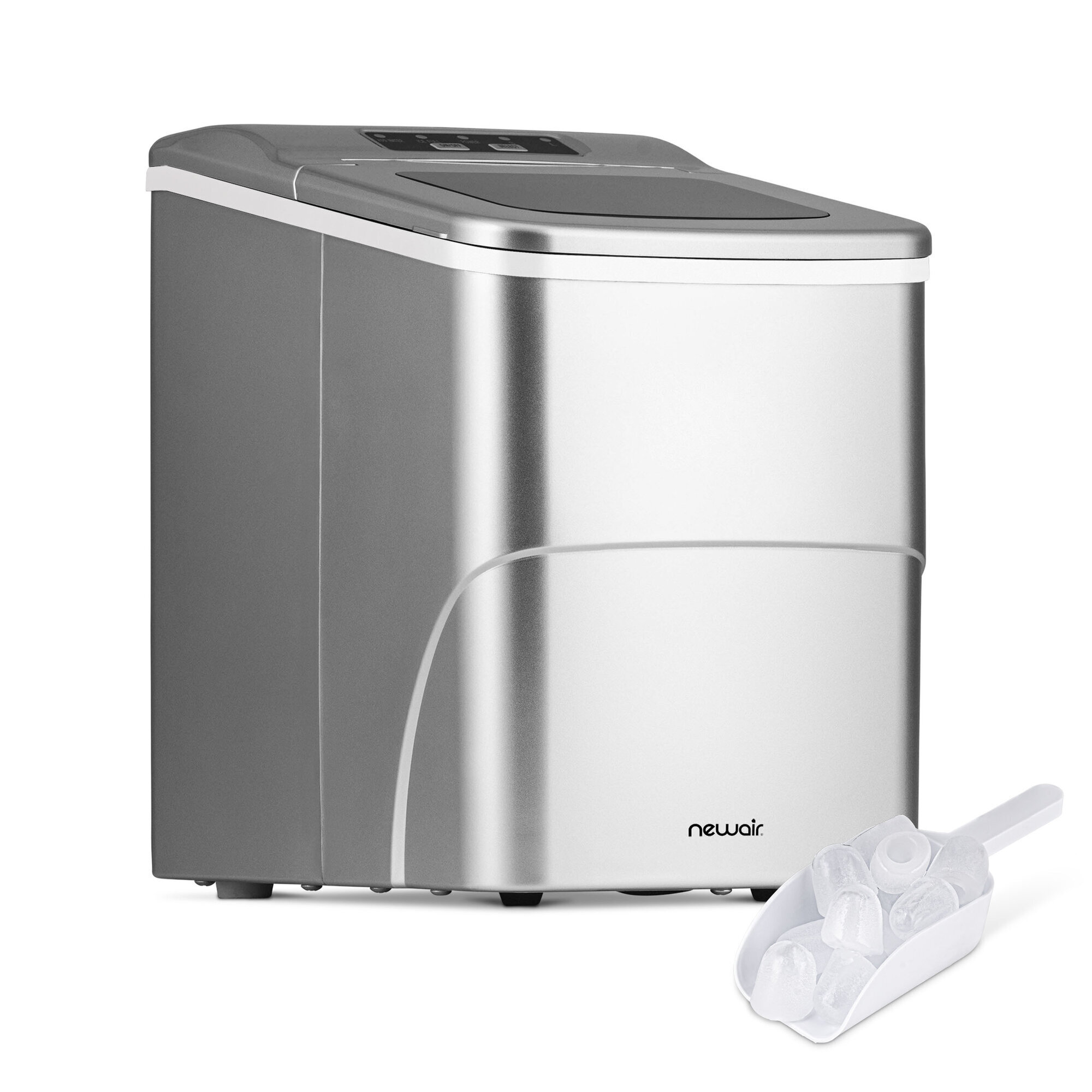 Newair, Countertop Nugget Ice Maker, Pieces Per Operating Cycle 9, Pounds of Ice Per Day 26 lb, Model# NIM026MS00